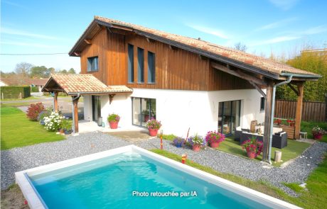 Maison contemporaine avec piscine, studio et garage à vendre à Salles | Agence immobilière toutes transactions à Gujan-Mestras (33)